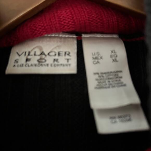 Villager Sport Classic Christmas Sweater Cowl NEck Black Red Tree Knit - XL - Picture 6 of 6